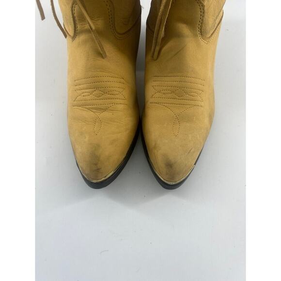 Vintage Capezio Cowgirl Boots Womens Size 7.5 M Tan Leather Fringe Western Rodeo - Picture 6 of 12